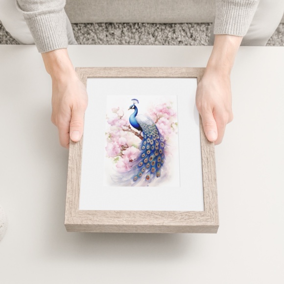 Watercolor Peacock Wall Art Illustration Print Poster Card Unframed - Picture 7 of 8